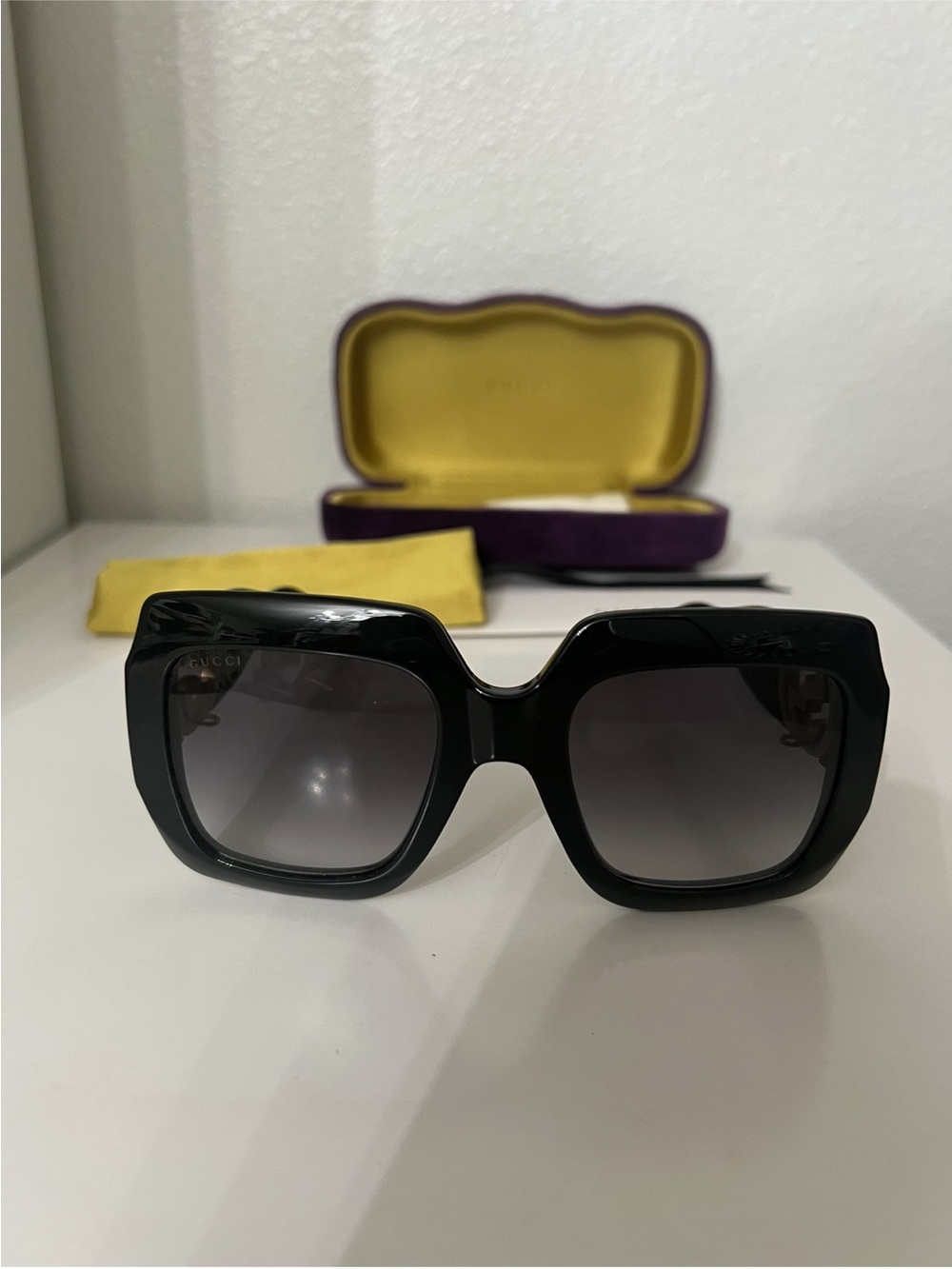 Gucci Women’s Black Oversized Square Sunglasses with Gradient Lenses